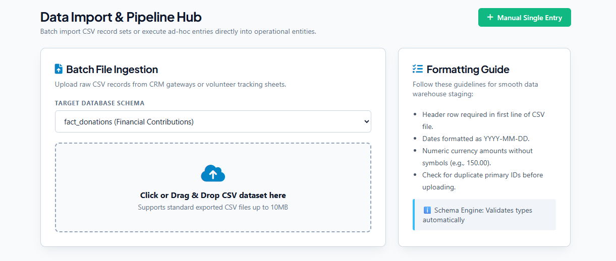 Data Import and Pipeline Hub Interface